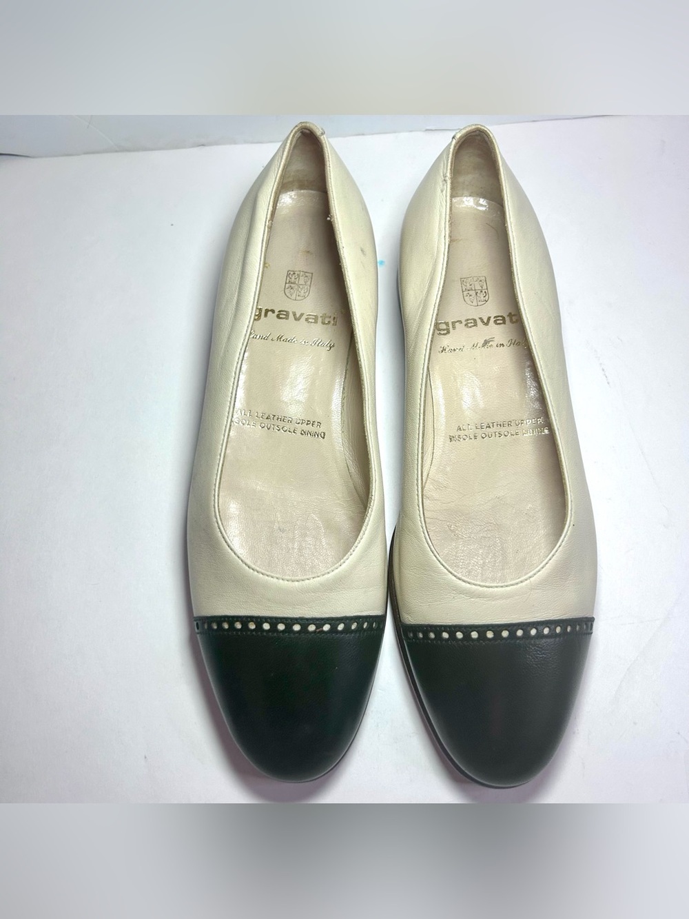 Gravati Spectator Flats Cream Black 8.5M Women’s Vintage Made in Italy - Picture 8 of 10